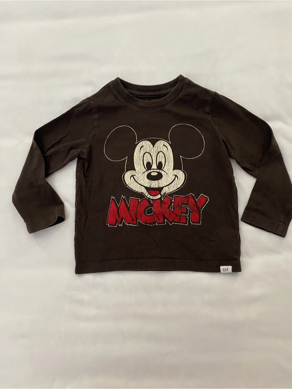 Disney for Baby Gap Mickey Mouse Brown Long Sleeve T-Shirt, 3T